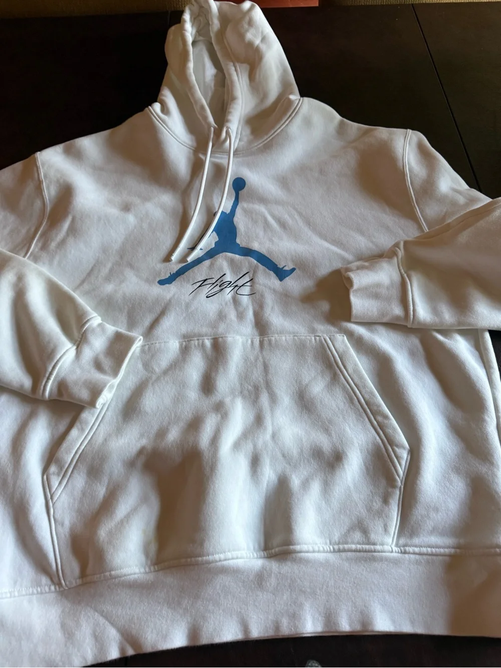 Jordan White Hoodie with Blue Jumpman Logo large